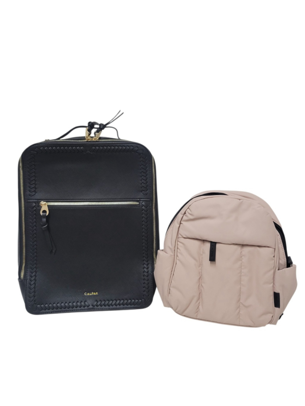 CALPAK Kaya Unisex Black 15" Faux-Leather & Pink Backpack Combo Package NWT